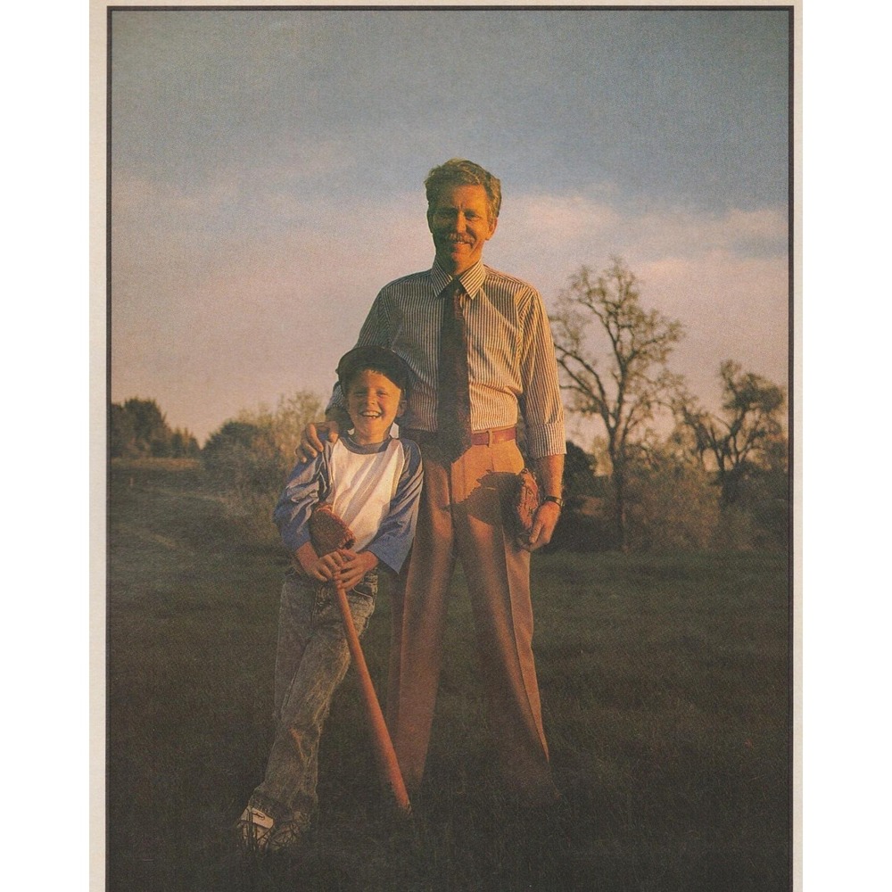 1991  Father Son Vintage Print Ad Haggar Slacks Baseball Americana Lifestyle
